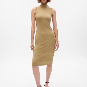 Gap Metallic Mockneck Midi Dress M TALL (NEW)